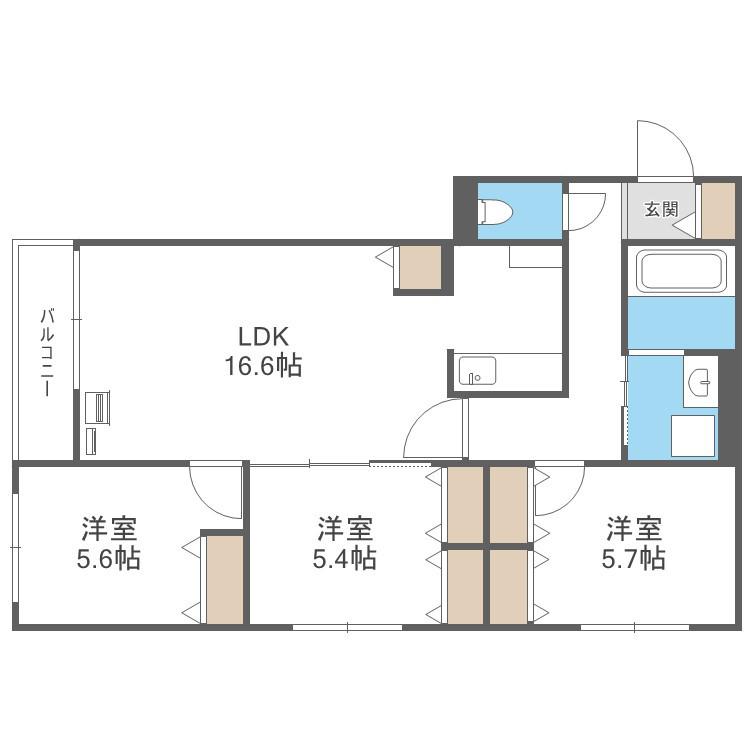 BLUE FOREST(3SLDK/1階)の間取り写真