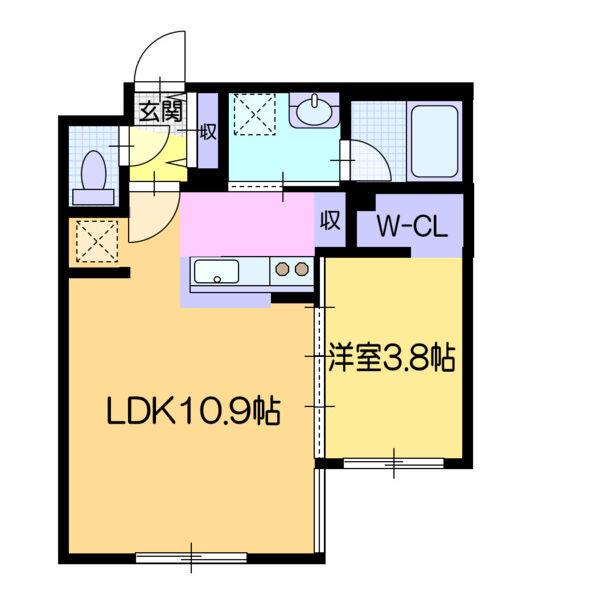 エンノレジデンスS8(1LDK/3階)の間取り写真