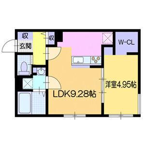 アーバス南円山(1LDK/1階)の間取り写真