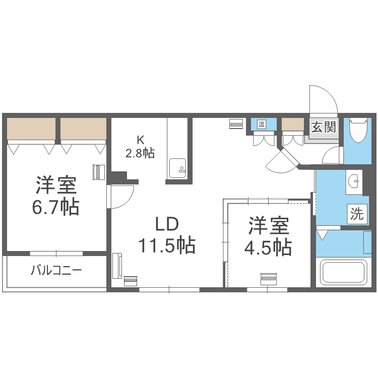 エフュート宮の沢(2LDK/3階)の間取り写真