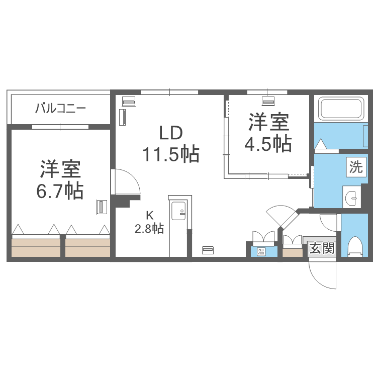 エフュート宮の沢(2LDK/4階)の間取り写真