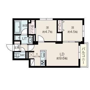 プエンテ発寒(2LDK/4階)の間取り写真