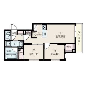 プエンテ発寒(2LDK/4階)の間取り写真