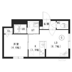 COR平岸(1LDK/4階)の間取り写真