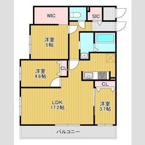 本通16丁目北(3LDK/4階)の間取り写真