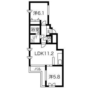 グリーンハイツ山鼻(2LDK/4階)の間取り写真
