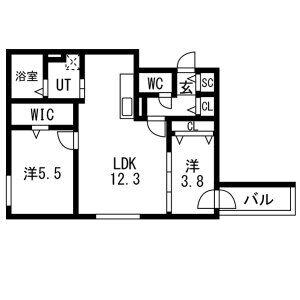 PRECIOUS HASSAMUーMINAMIプレシャスハッサ(2LDK/3階)の間取り写真