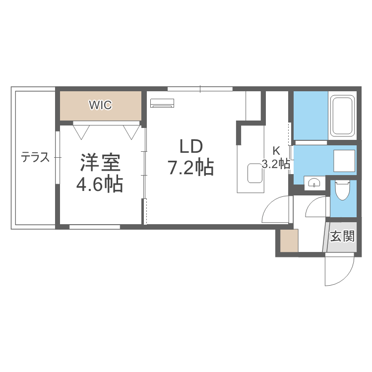 BALBONI山鼻(2DK/1階)の間取り写真