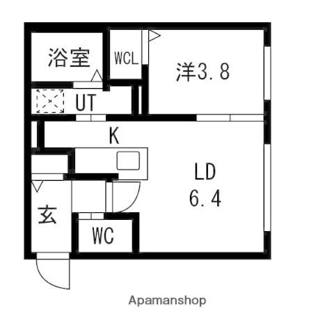 RESIDENCE SHINMEI東札幌(1LDK/1階)の間取り写真