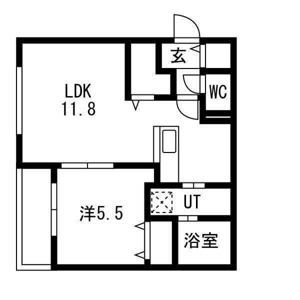 LUMIERE KOTONI GA-琴(1LDK/2階)の間取り写真