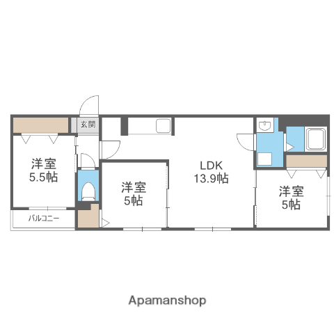 南7西16MS(3LDK/4階)の間取り写真
