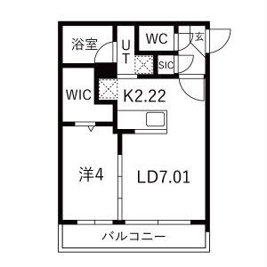 RED ORB YAMAHANA(1LDK/3階)の間取り写真