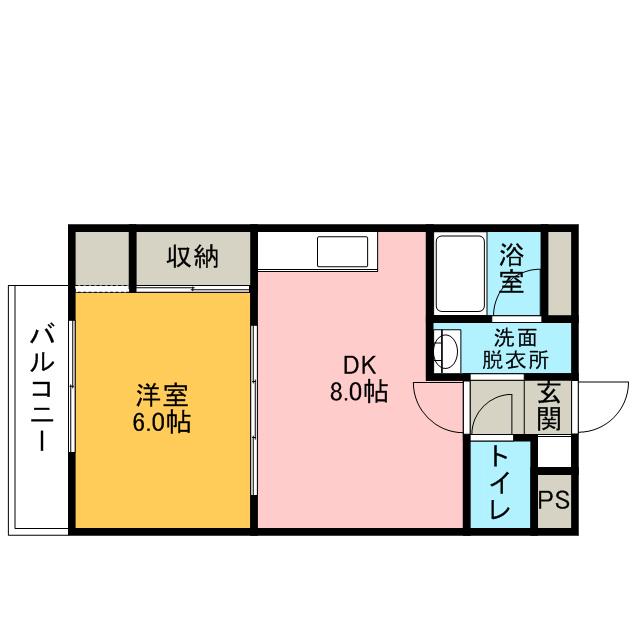 クリスタルコート(1DK/2階)の間取り写真
