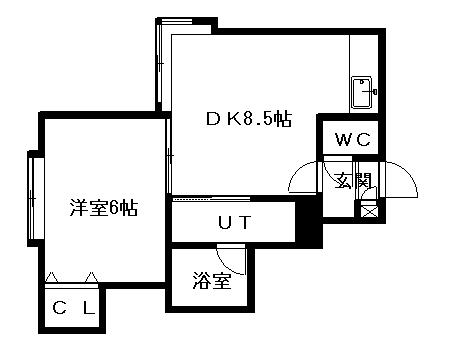 リーベンス南10条(1DK/3階)の間取り写真