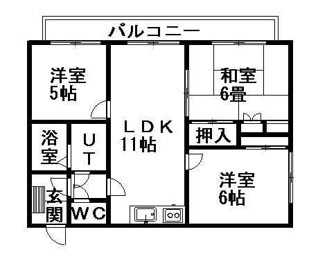 マルス円山A(3LDK/2階)の間取り写真
