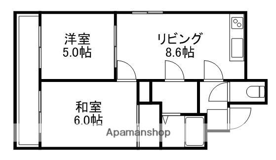 エルム山の手(2LDK/2階)の間取り写真