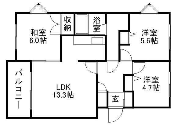 旭ヶ丘ガーデンヒルズ(3LDK/1階)の間取り写真
