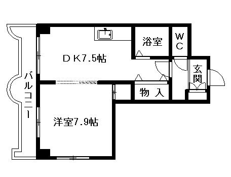 エンドレス三井南3西7(1DK/8階)の間取り写真