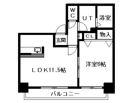 ドエル円山(1LDK/7階)の間取り写真
