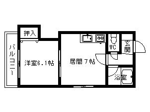 ハイツベールシバ(1DK/3階)の間取り写真