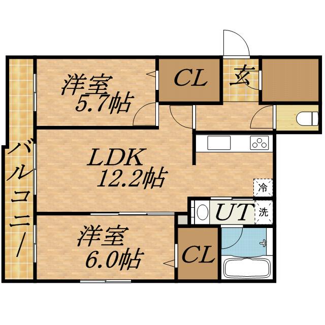 ASAHIYAMA CITY STELLA(2LDK/3階)の間取り写真