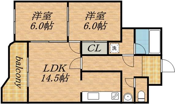 メゾンドブーケパーク(2LDK/10階)の間取り写真