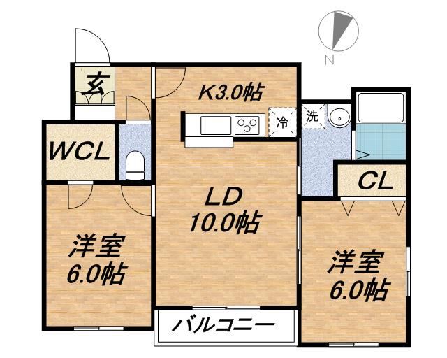 グランディール伏見(2LDK/3階)の間取り写真