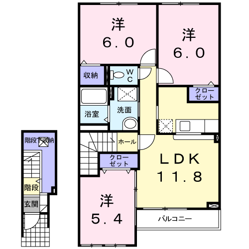アルドールⅠ(3LDK/2階)の間取り写真