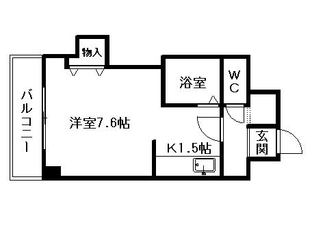 エンドレス三井南3西7(1K/4階)の間取り写真