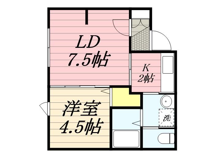 アイビル西町北(1LDK/2階)の間取り写真