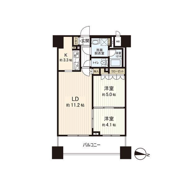 パークアクシス札幌植物園前(2LDK/14階)の間取り写真