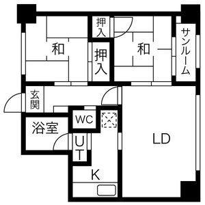 朝日レジデンス(2DK/6階)の間取り写真