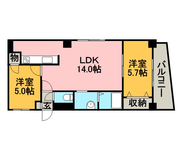 ビッグパレス中島公園(2LDK/6階)の間取り写真