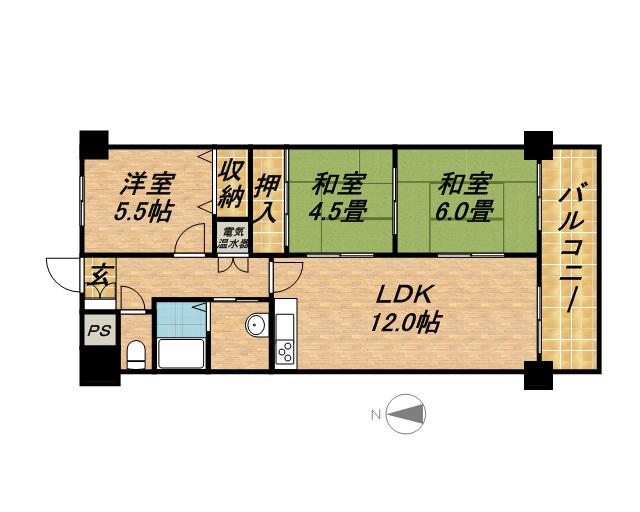 朝日プラザ一条橋(3LDK/14階)の間取り写真