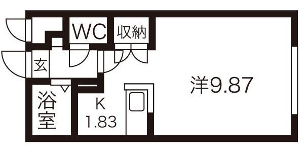 パスカル山の手(1K/2階)の間取り写真