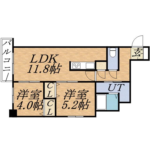 PRIME URBAN札幌医大前(2LDK/4階)の間取り写真