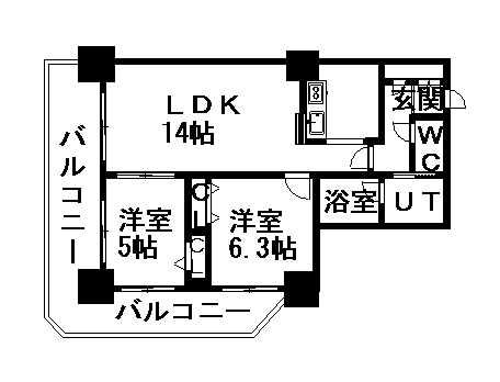 PRIME URBAN札幌 RIVER FRONT(2LDK/4階)の間取り写真