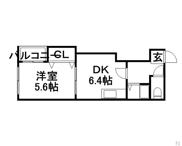 ルイーズSAPPORO(1DK/2階)の間取り写真