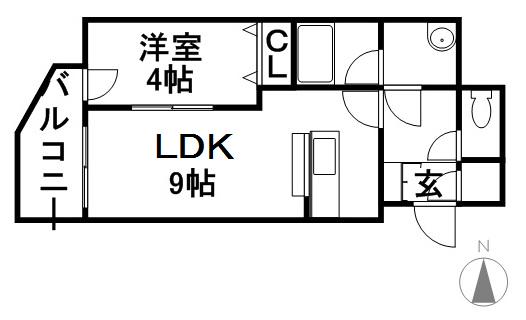 アルファタワー札幌南4条(1LDK/8階)の間取り写真