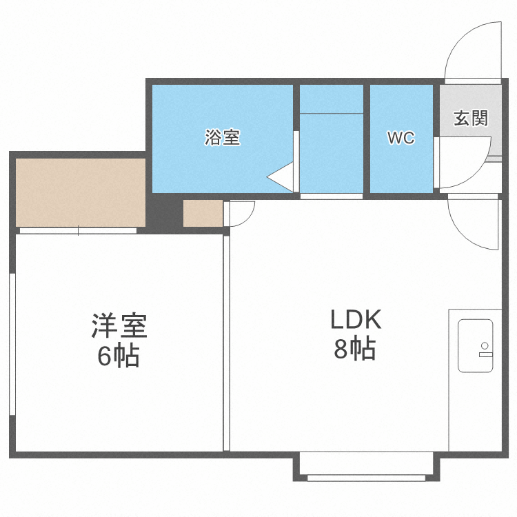エスポワールⅡ(1DK/3階)の間取り写真