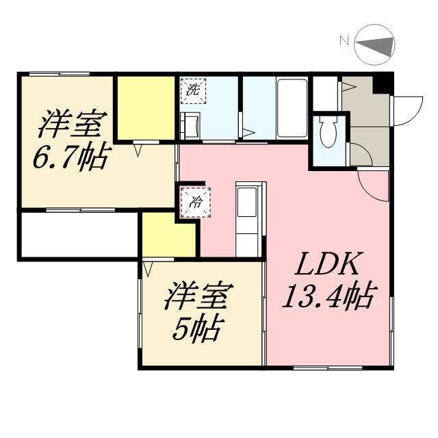 ドルチェ621(2LDK/2階)の間取り写真