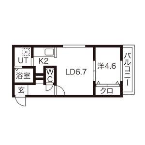セカンドアベニューB(1LDK/1階)の間取り写真