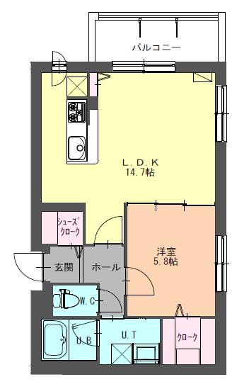 オクトブランシュ(1LDK/3階)の間取り写真