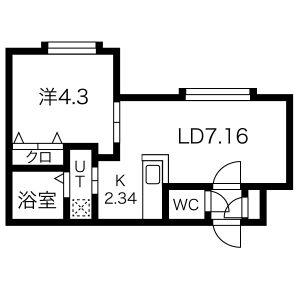 LUXE山鼻(1LDK/1階)の間取り写真