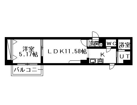パークヒルズOM中央12(1LDK/5階)の間取り写真