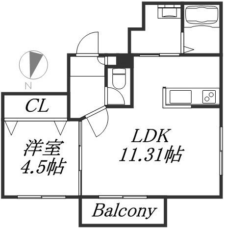 ノイ円山(1LDK/5階)の間取り写真