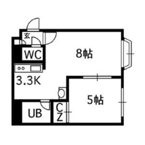 アクアボーン8・8(1LDK/4階)の間取り写真