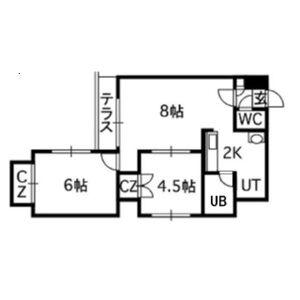 セントポーリア弐番館(2LDK/2階)の間取り写真