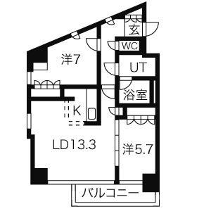 TEADA南6条(2LDK/10階)の間取り写真