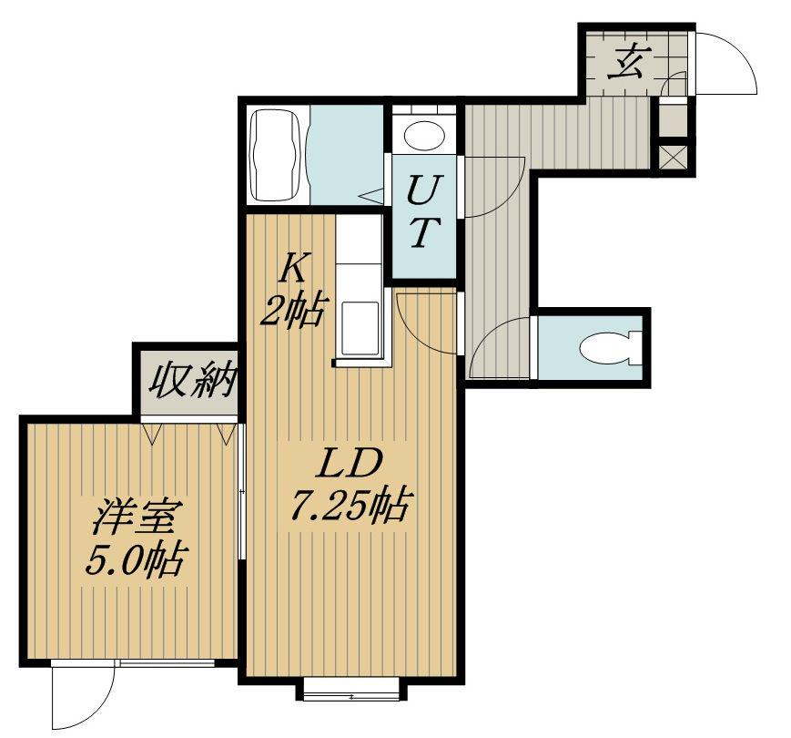 フォート・デルッシ新発寒(1LDK/1階)の間取り写真